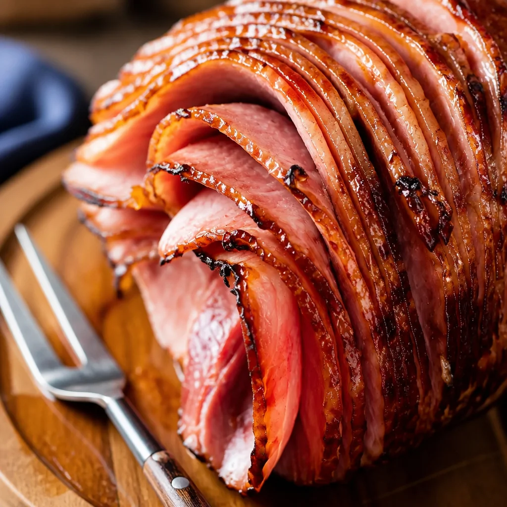 Christmas Ham glazed with honey and brown sugar, perfect for holiday celebrations.
