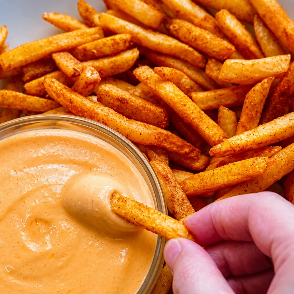 Delicious homemade Copycat Taco Bell Nacho Fries with Cheese Sauce served hot.