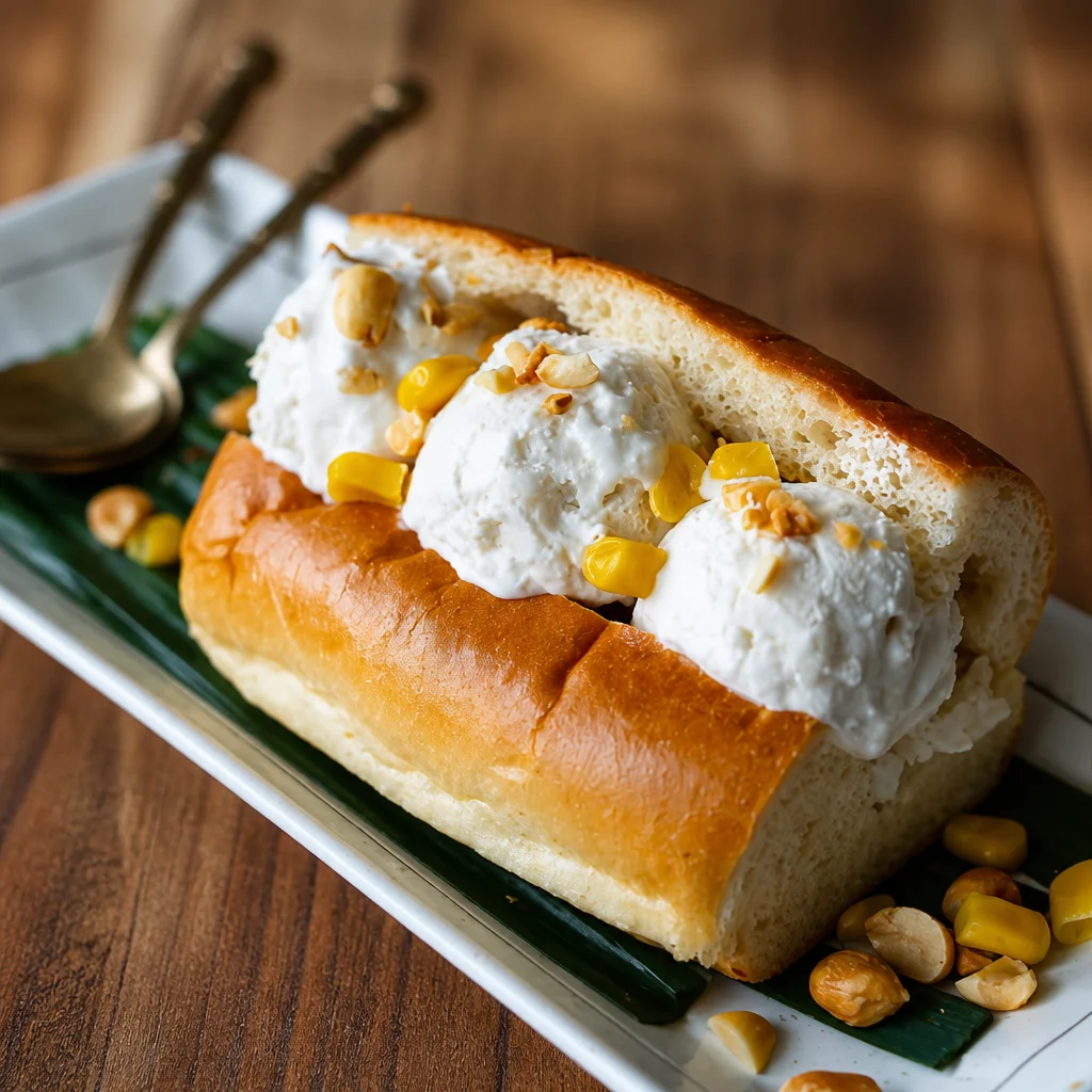 Delicious Corn Ice Cream served with toppings inspired by Mexican street food.