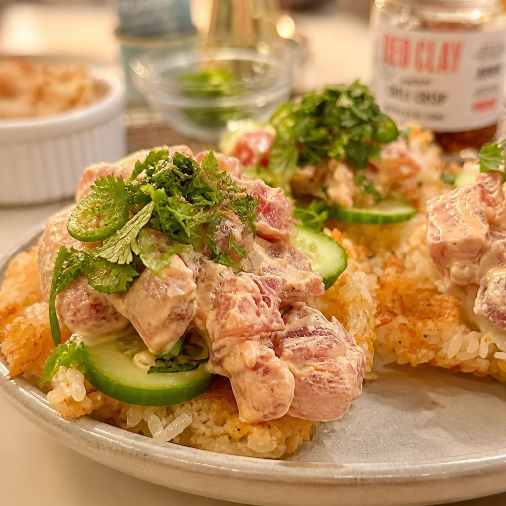 Crispy rice waffle maker hack showcasing delicious rice waffles topped with various ingredients.