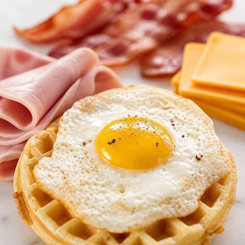 Delicious Egg and Cheese Waffle Sandwich with crispy waffles and fluffy eggs
