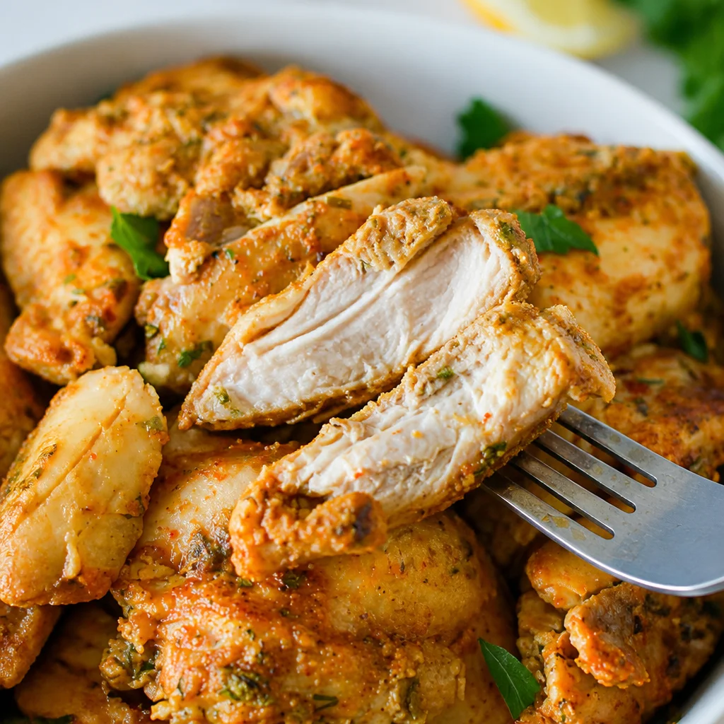 Marinated chicken thighs in Greek yogurt, lemon juice, garlic, and spices for grilling.