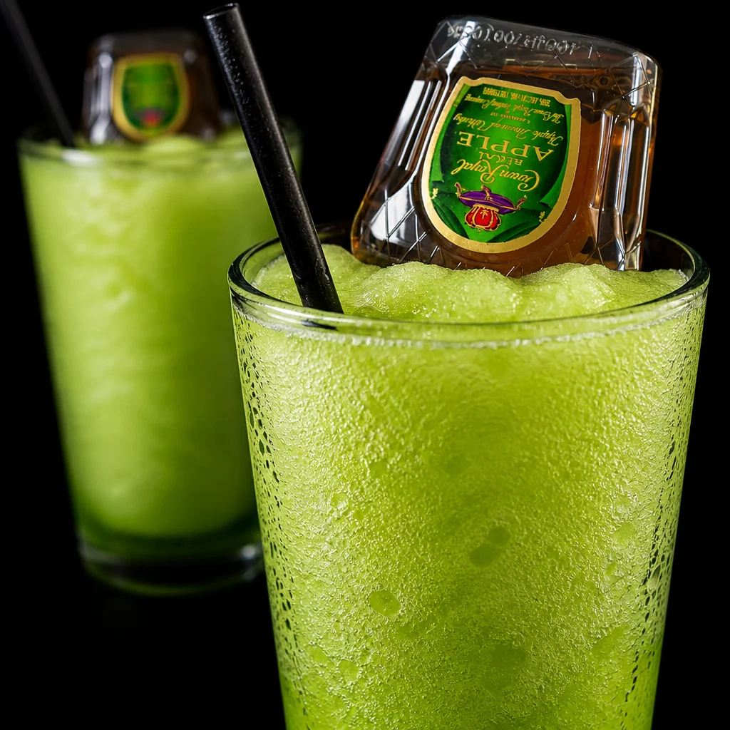 Delicious Green Apple Candy Slushie inspired by JOLLY RANCHER with bright colors.
