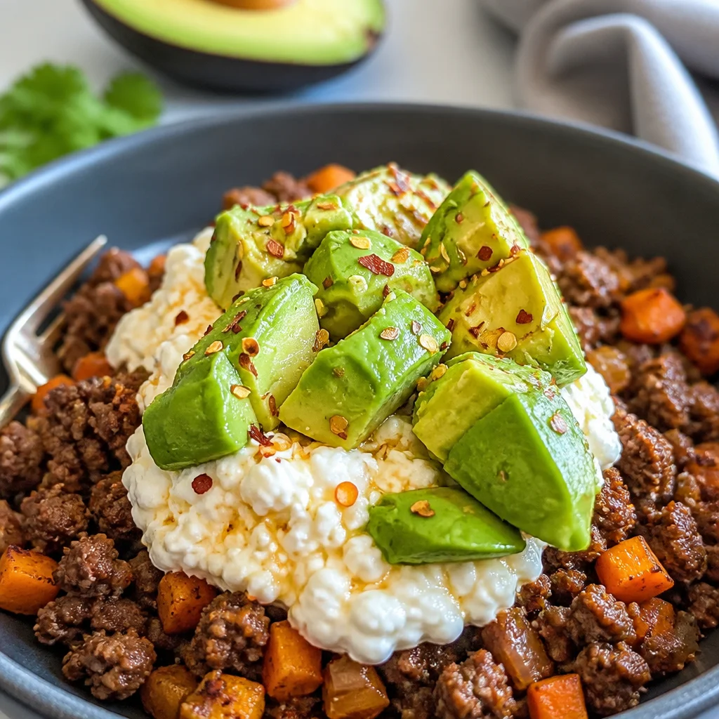 Ground Beef and Cottage Cheese Skillet Bowl loaded with protein and flavor