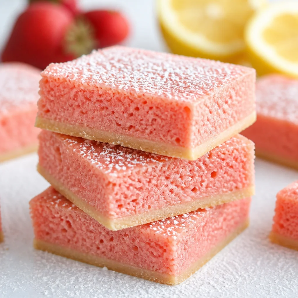 Delicious Strawberry Lemonade Bars with a buttery shortbread crust and fresh strawberries.