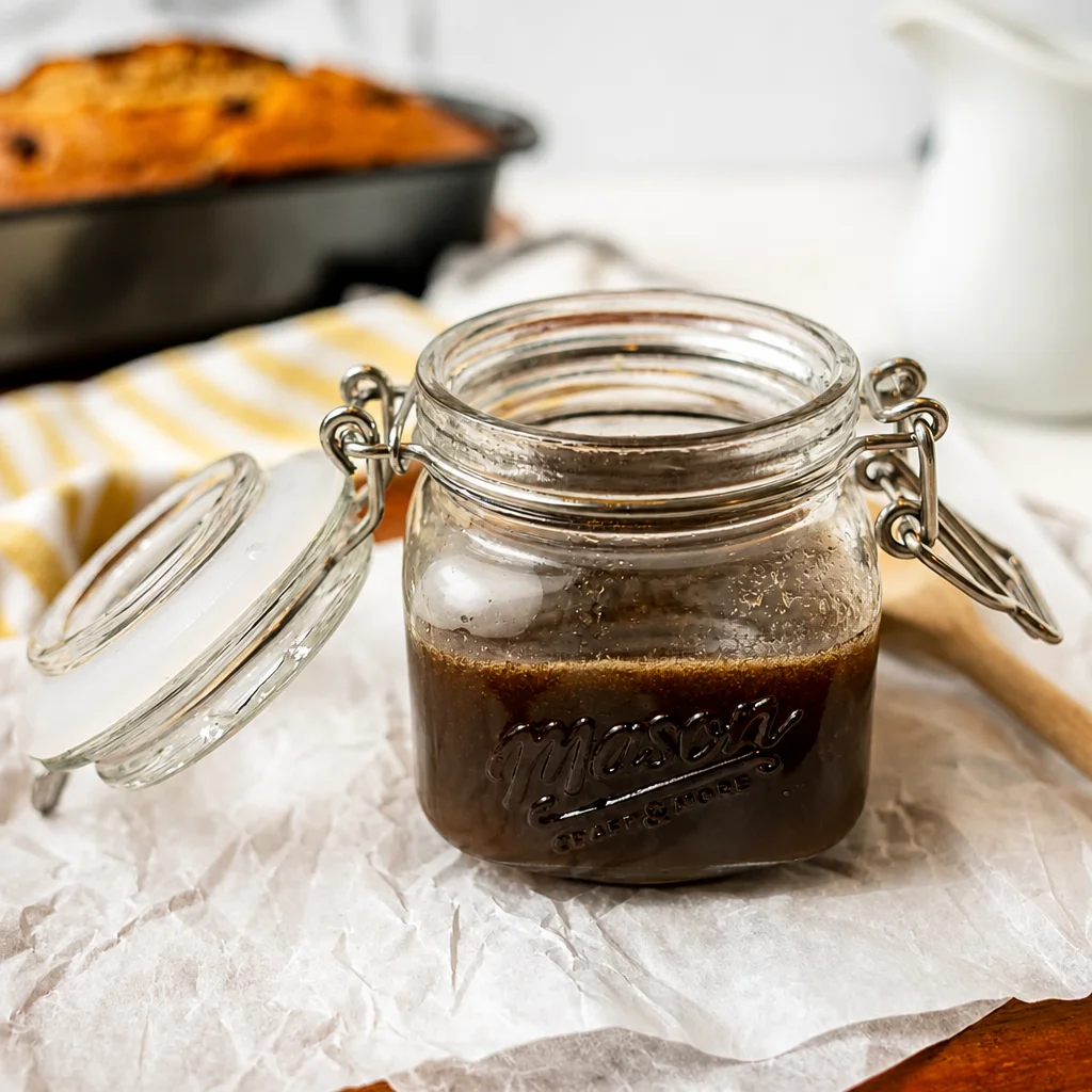 Homemade banana bread syrup recipe for coffee drinks.
