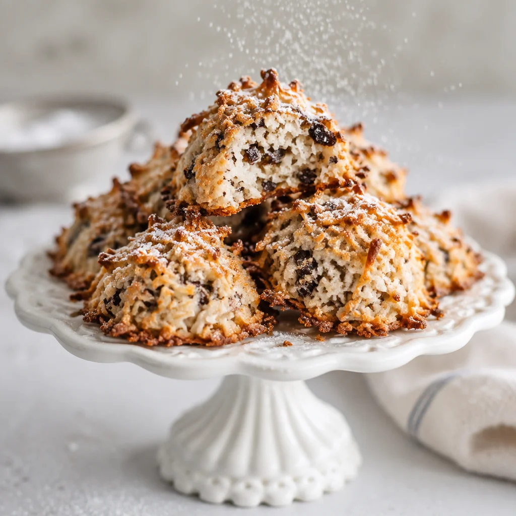 Delicious homemade Coconut Macaroons made with egg whites and shredded coconut.