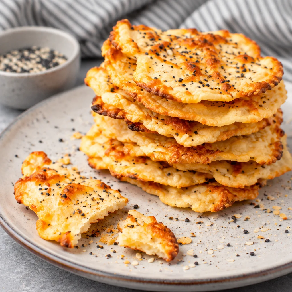 Crispy homemade Cottage Cheese Chips, a healthy and protein-packed snack.