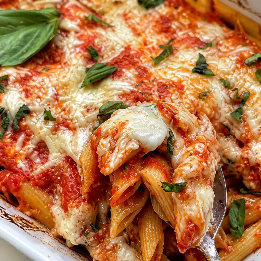 Healthy cottage cheese pasta bake with spinach and broccoli, topped with melted cheese.