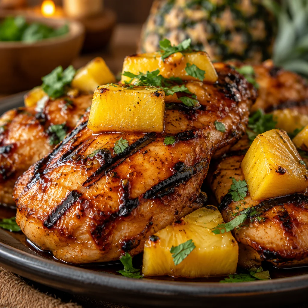 Delicious Hawaiian Chicken with pineapple and peppers served over white rice
