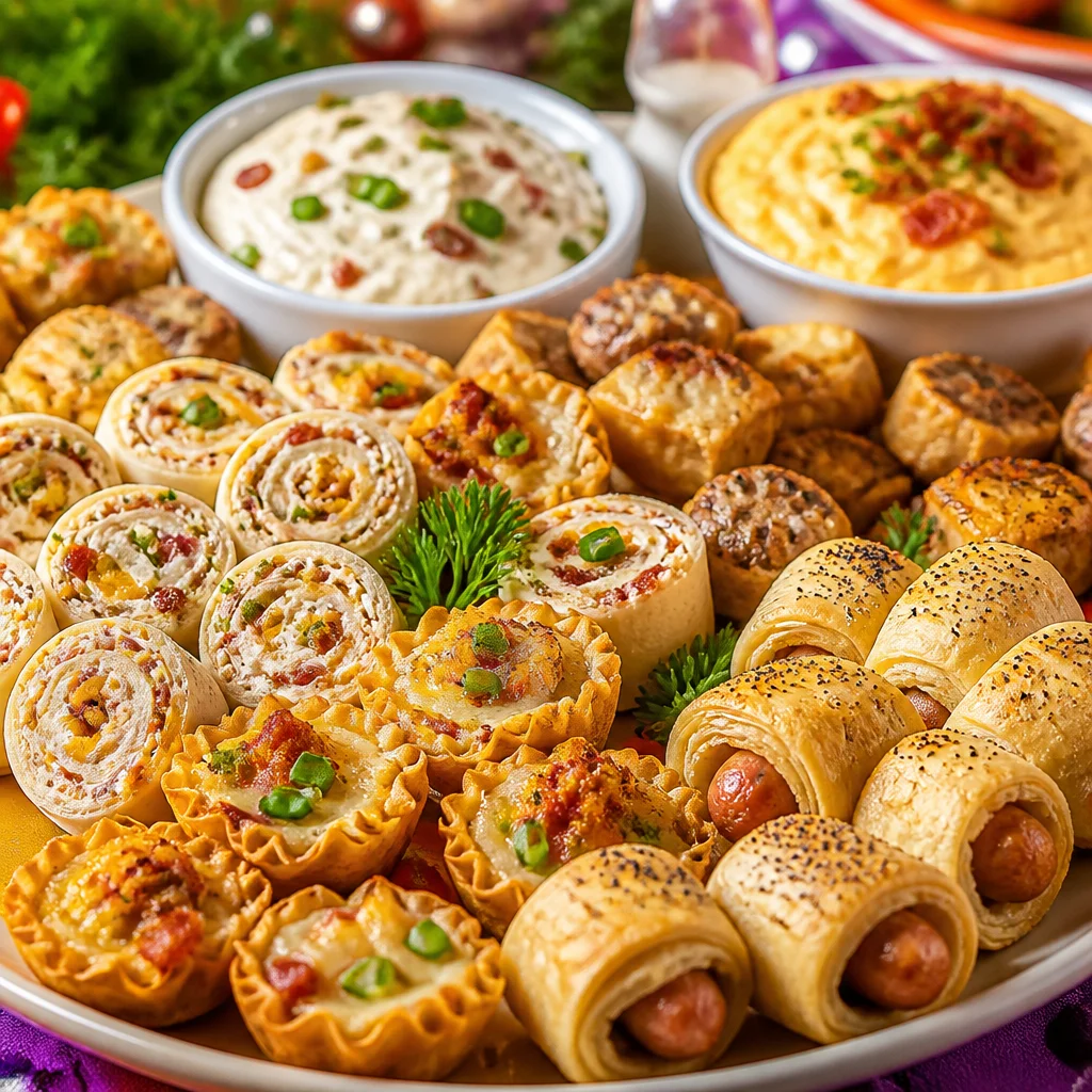 Delicious New Year's Eve Party Food Ideas including appetizers and desserts.