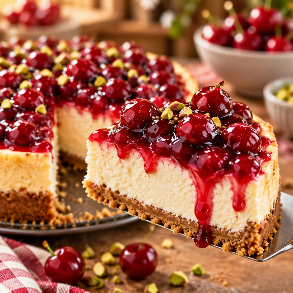 No Bake Cherry Pistachio Cheesecake Recipe