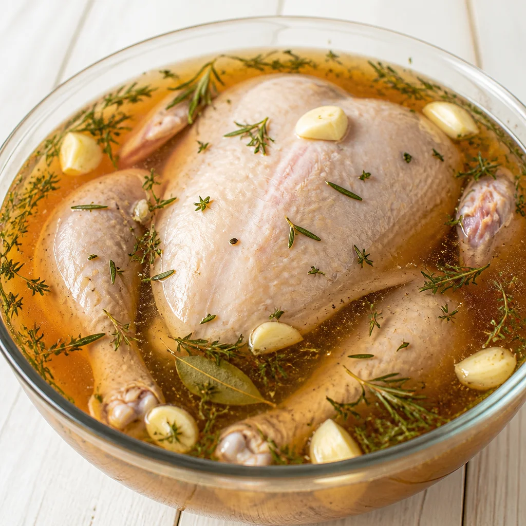 Homemade turkey brine ingredients and preparation for juicy Thanksgiving turkey.