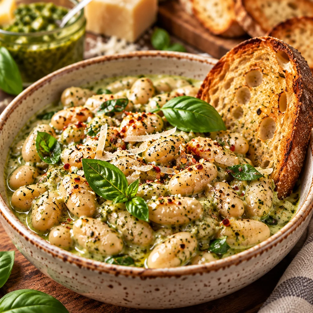 2-Ingredient Creamy Pesto Beans
