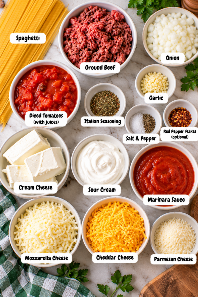Baked Cream Cheese Spaghetti Casserole