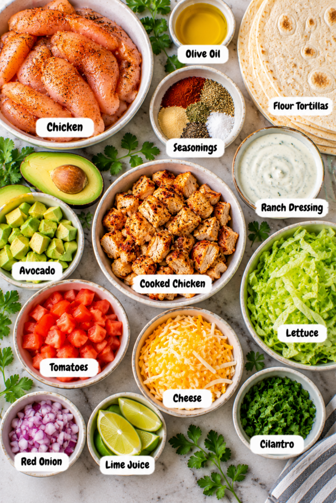 Chicken Avocado Ranch Burritos