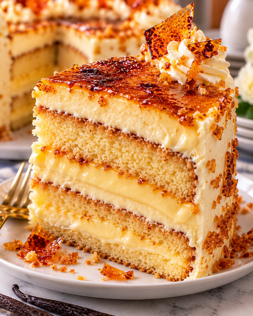 French Vanilla Crème Brûlée Layer Cake