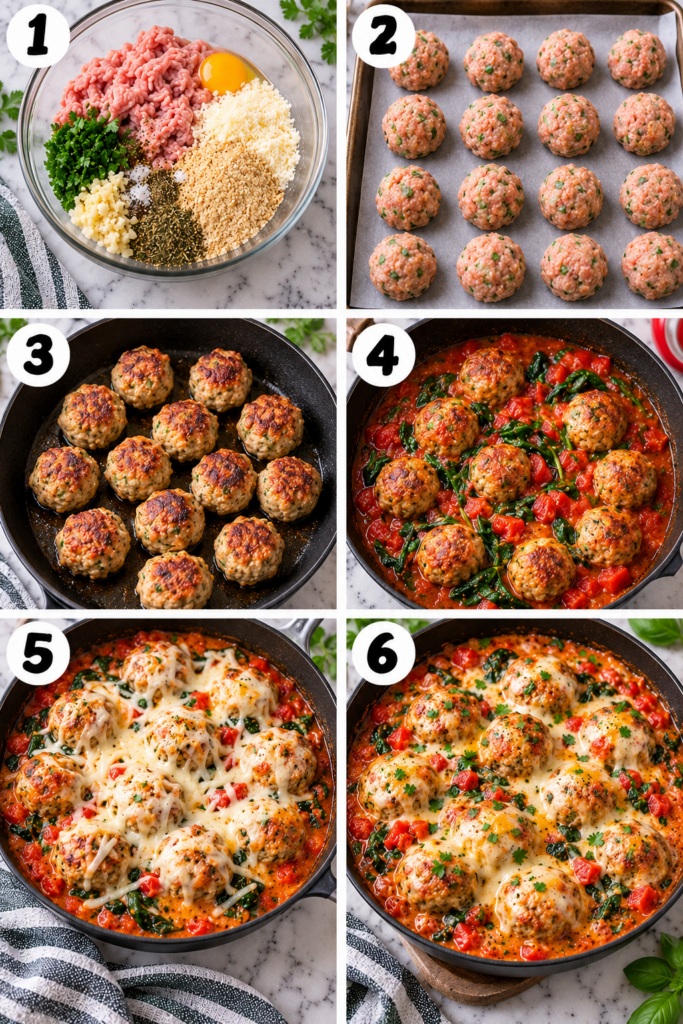 Cheesy Turkey Meatball Skillet