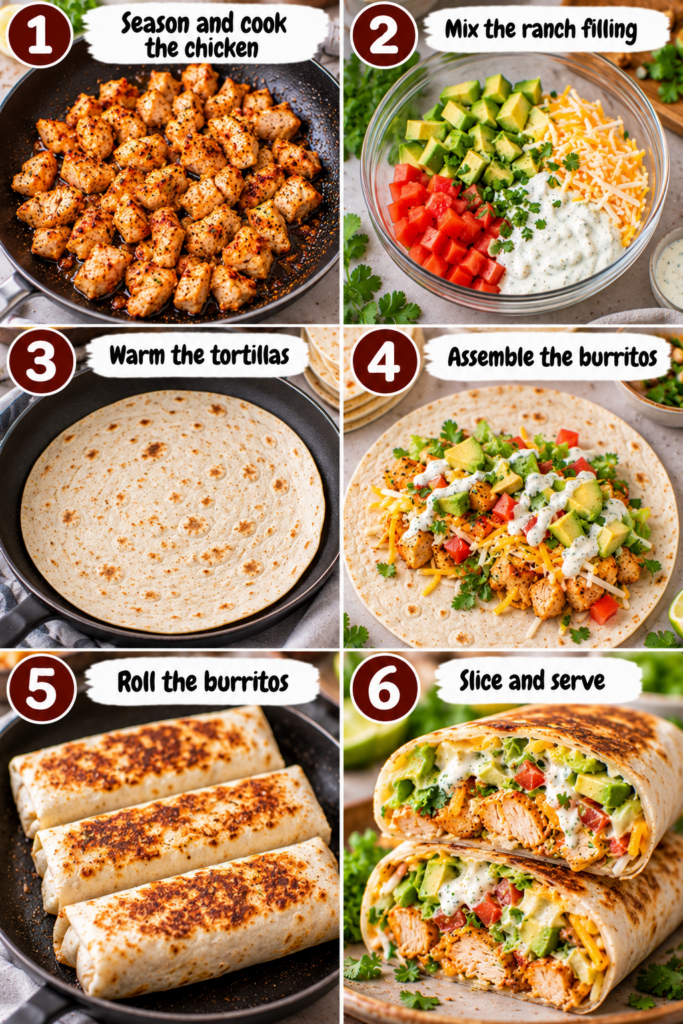 Chicken Avocado Ranch Burritos