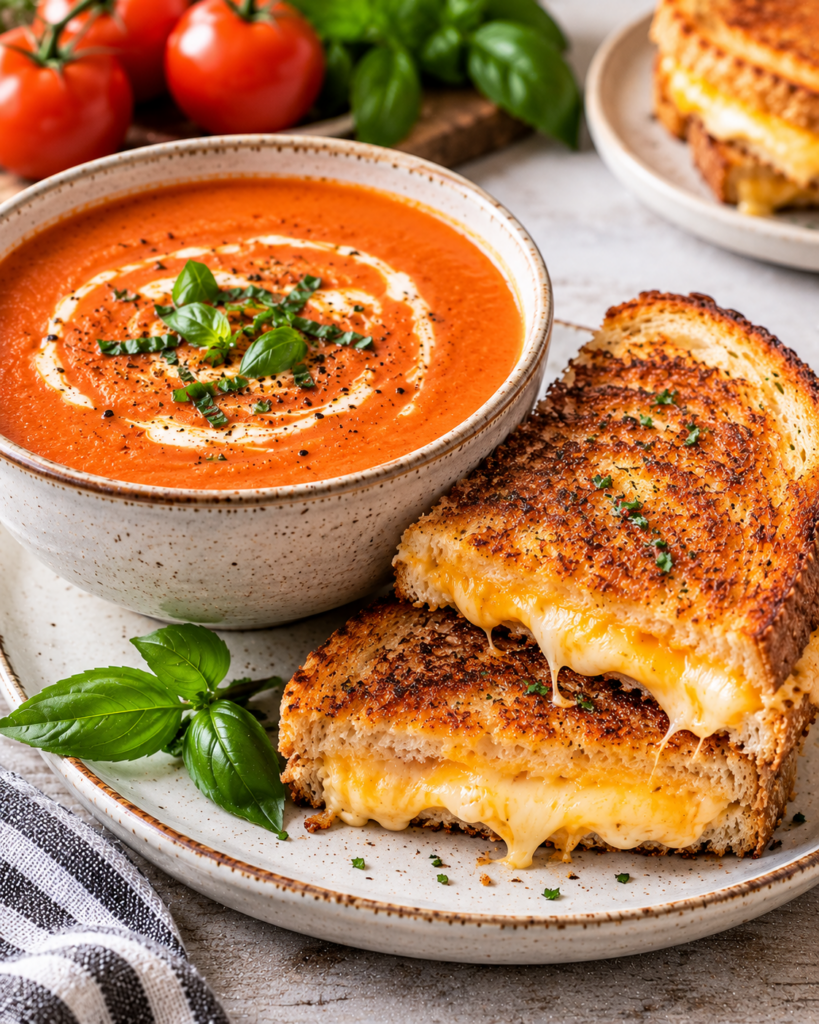 Creamy Tomato Soup and Grilled Cheese