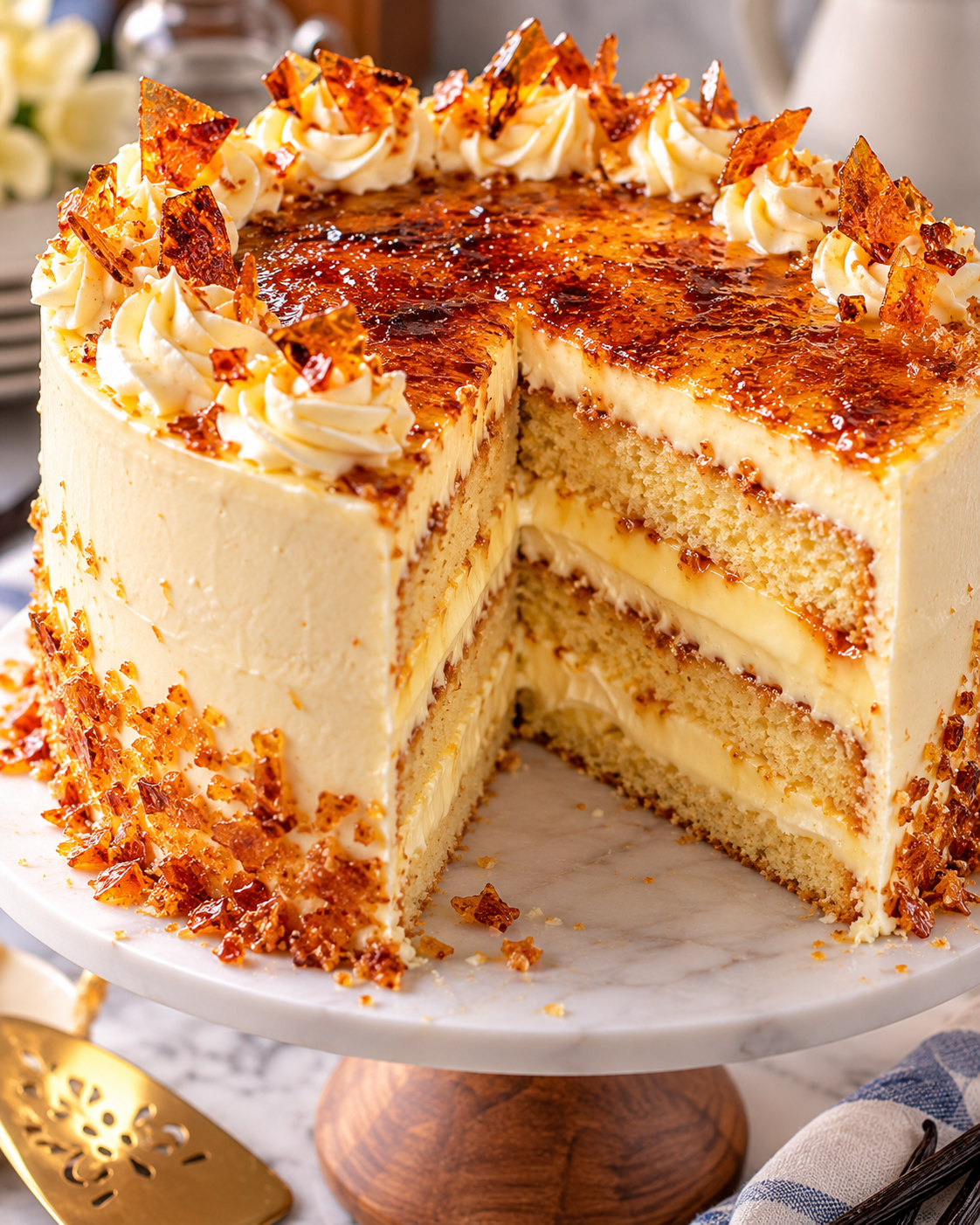 French Vanilla Crème Brûlée Layer Cake