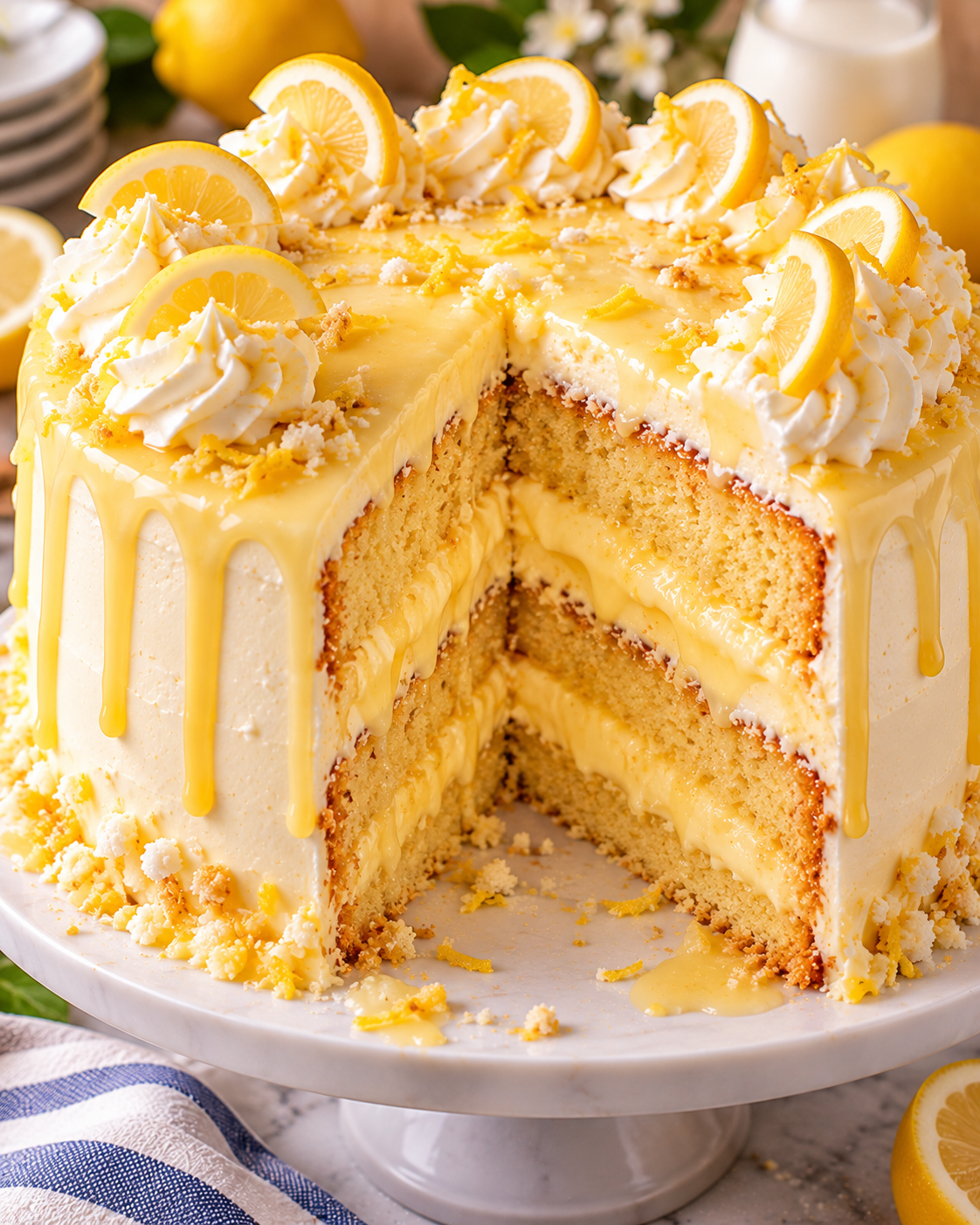Lemon Condensed Milk Drizzle Cake