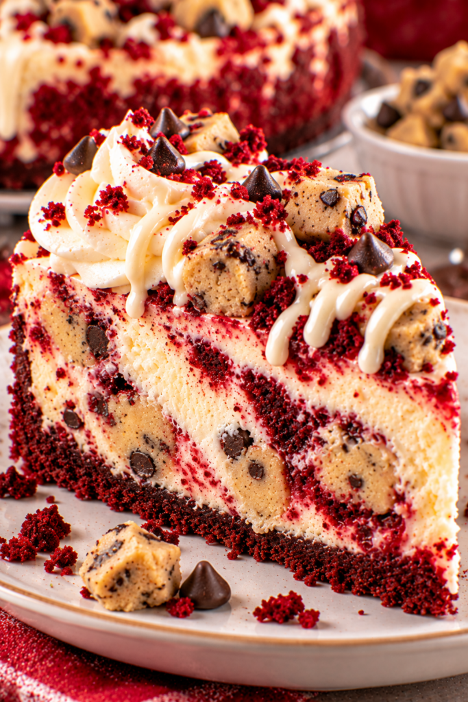 Red Velvet Cookie Dough Cheesecake