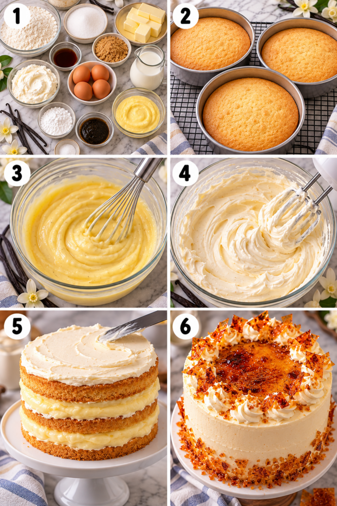 French Vanilla Crème Brûlée Layer Cake