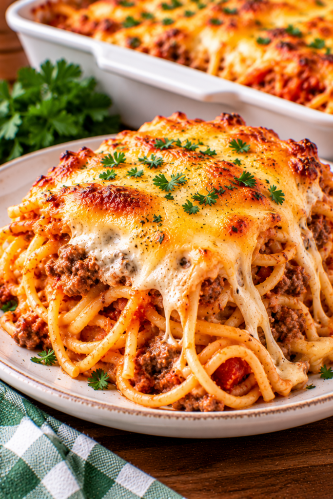Baked Cream Cheese Spaghetti Casserole