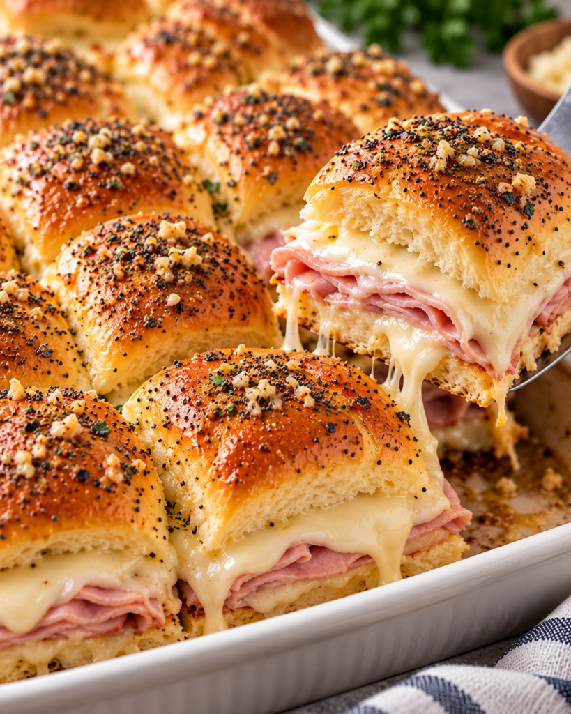 Ham and Swiss Sliders on Hawaiian Rolls