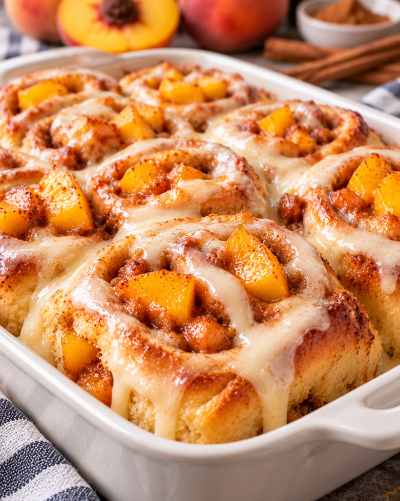 Homemade Peach Cinnamon Rolls