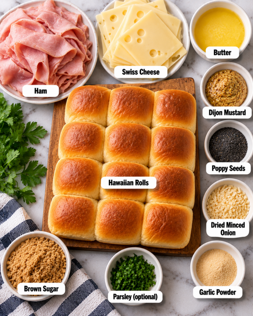 Ham and Swiss Sliders on Hawaiian Rolls