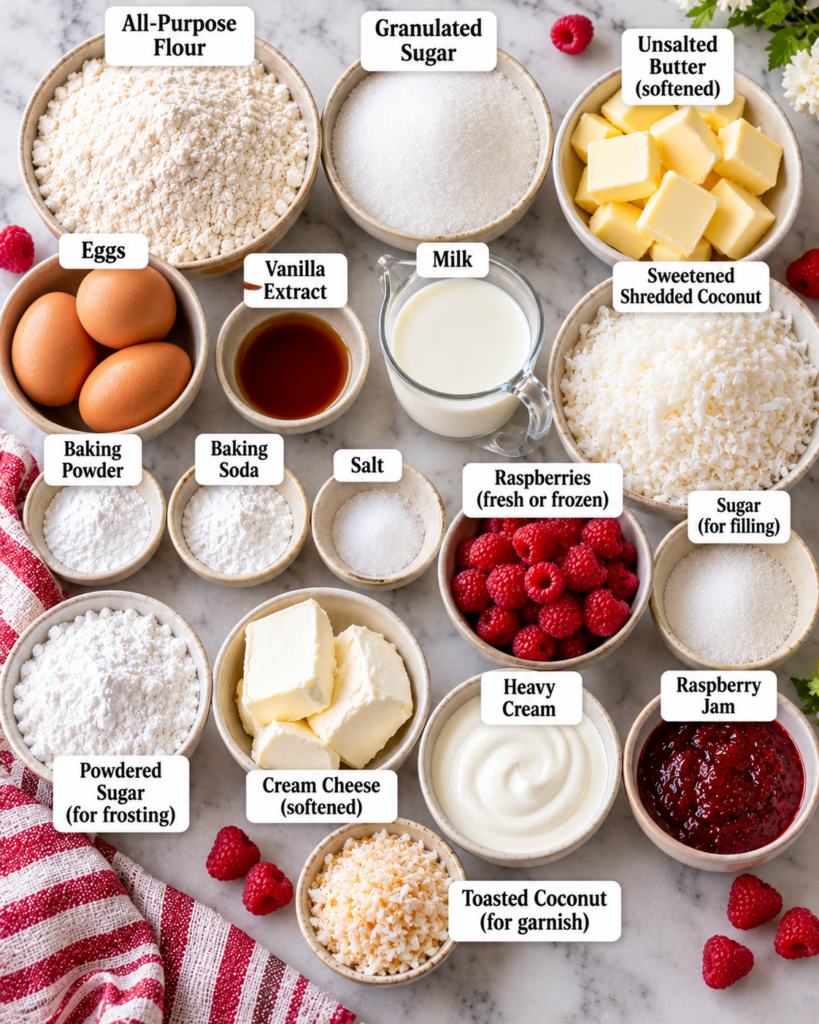 Coconut Cake with Raspberry Filling