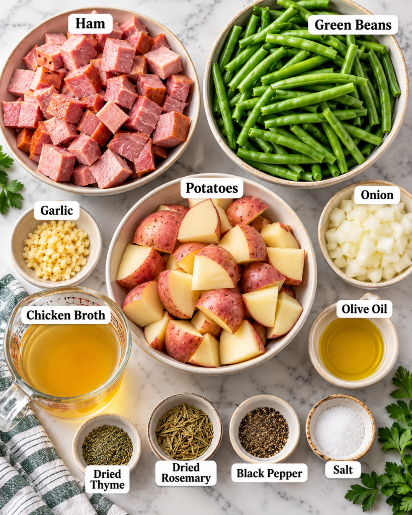 Crockpot Ham, Green Beans and Potatoes