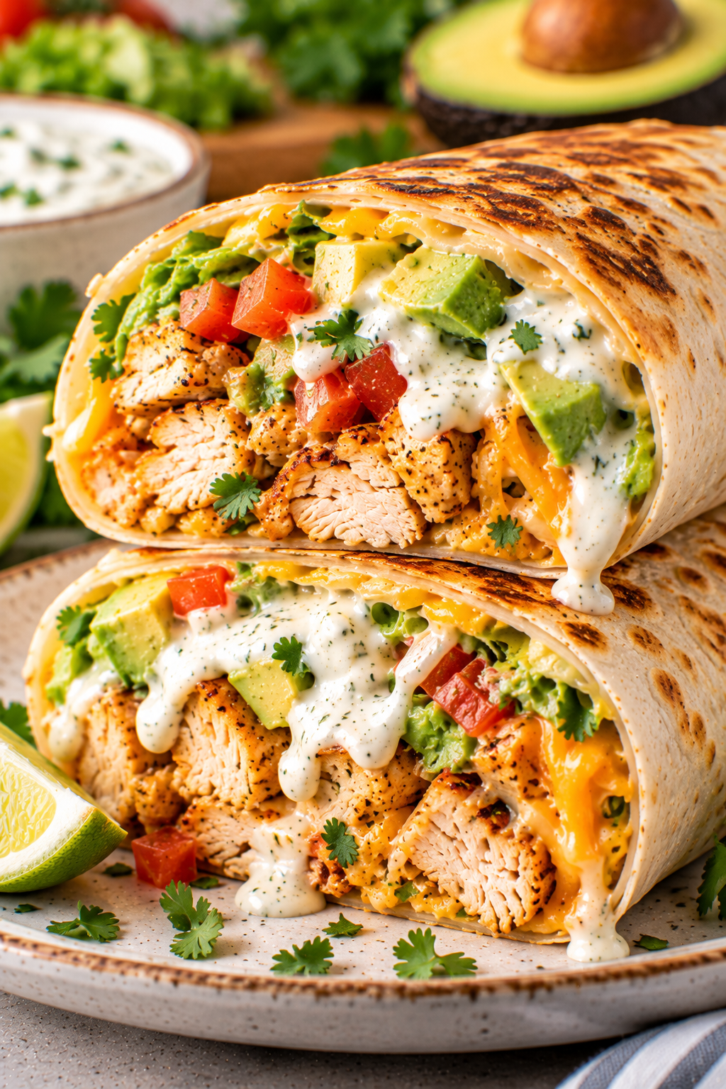 Chicken Avocado Ranch Burritos