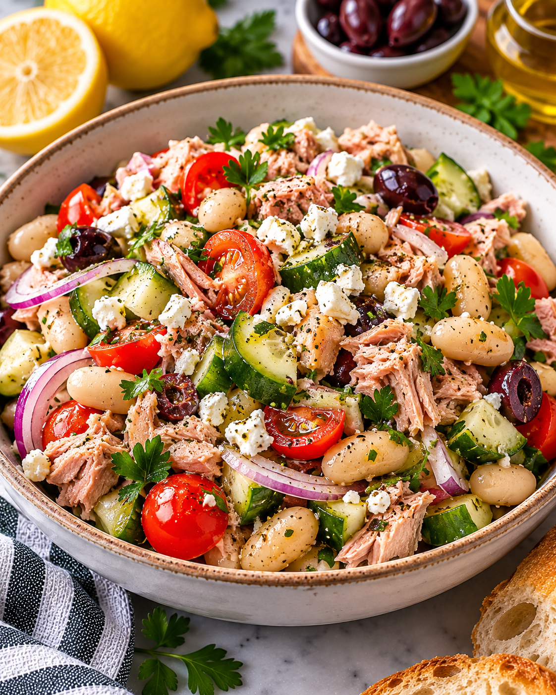 Mediterranean Tuna White Bean Salad