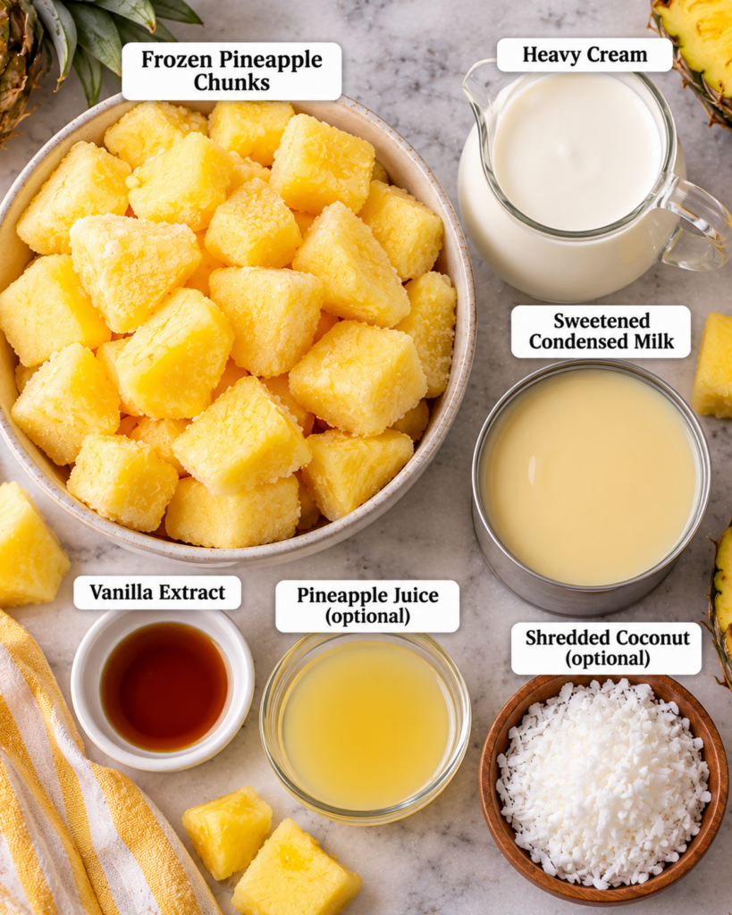 Homemade Pineapple Soft Serve Ice Cream