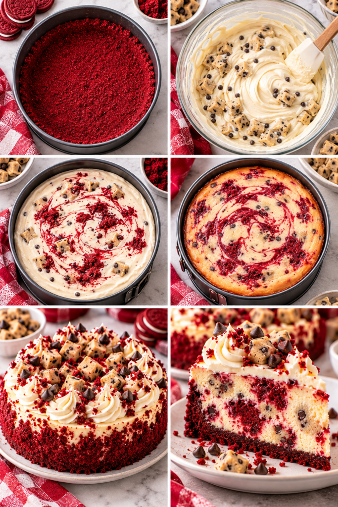 Red Velvet Cookie Dough Cheesecake
