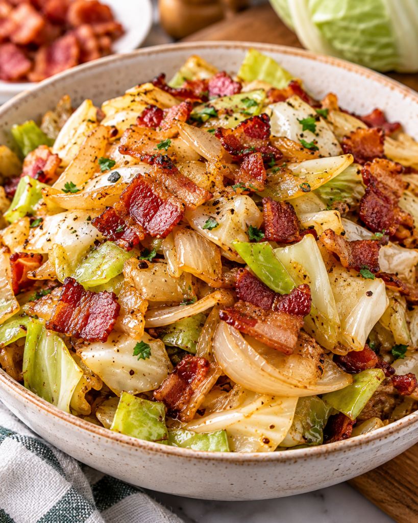 Southern Fried Cabbage with Bacon and Onion