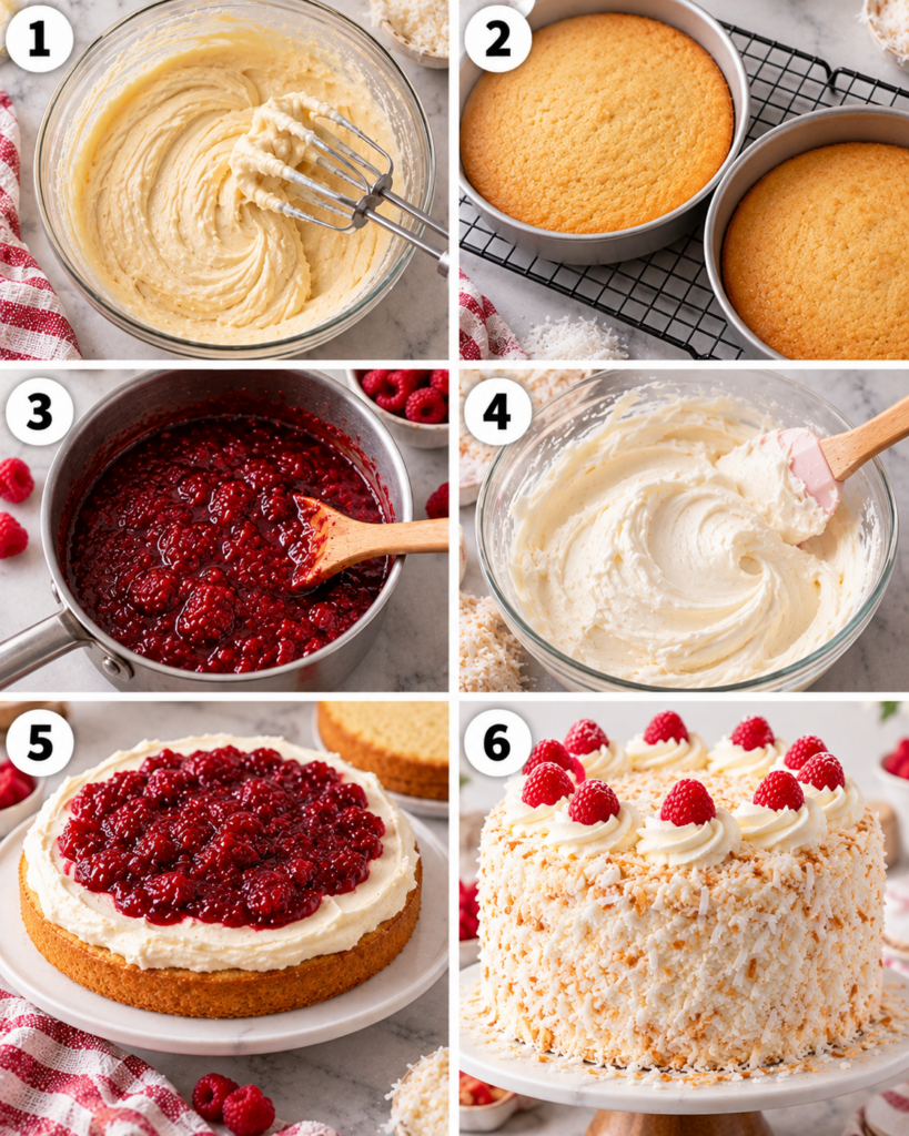 Coconut Cake with Raspberry Filling