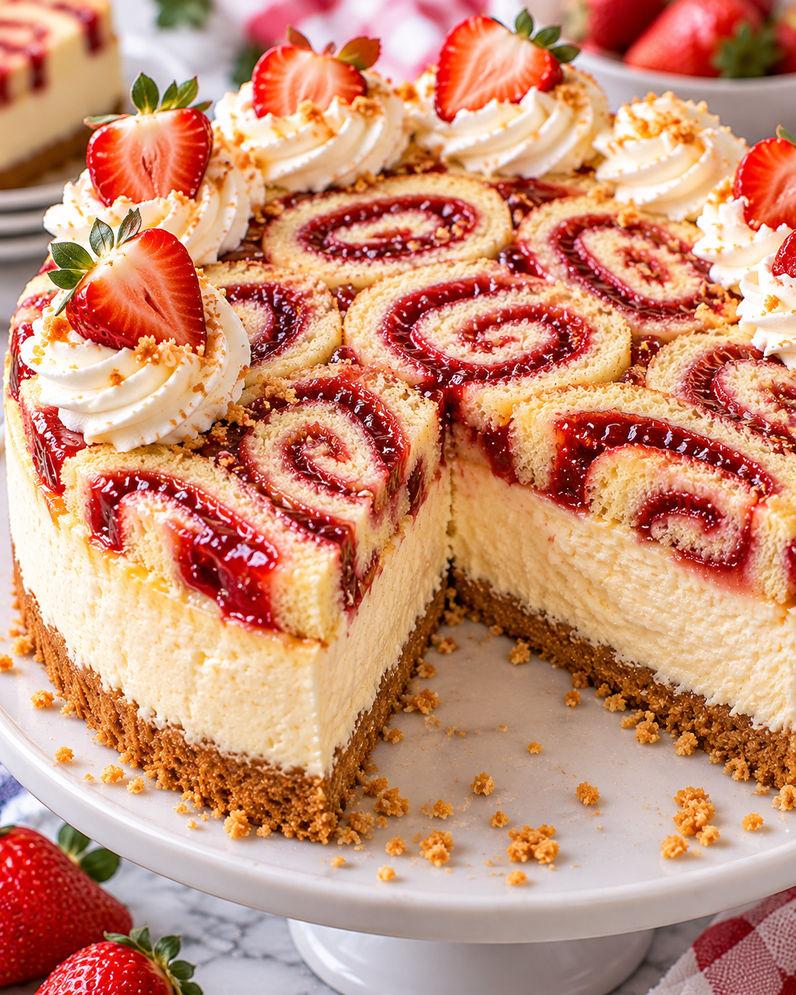 Jelly Roll Topped Cheesecake