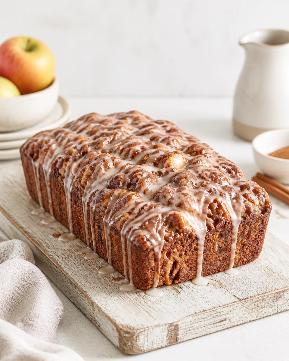 Apple Fritter Bread with Cream Cheese Glaze
