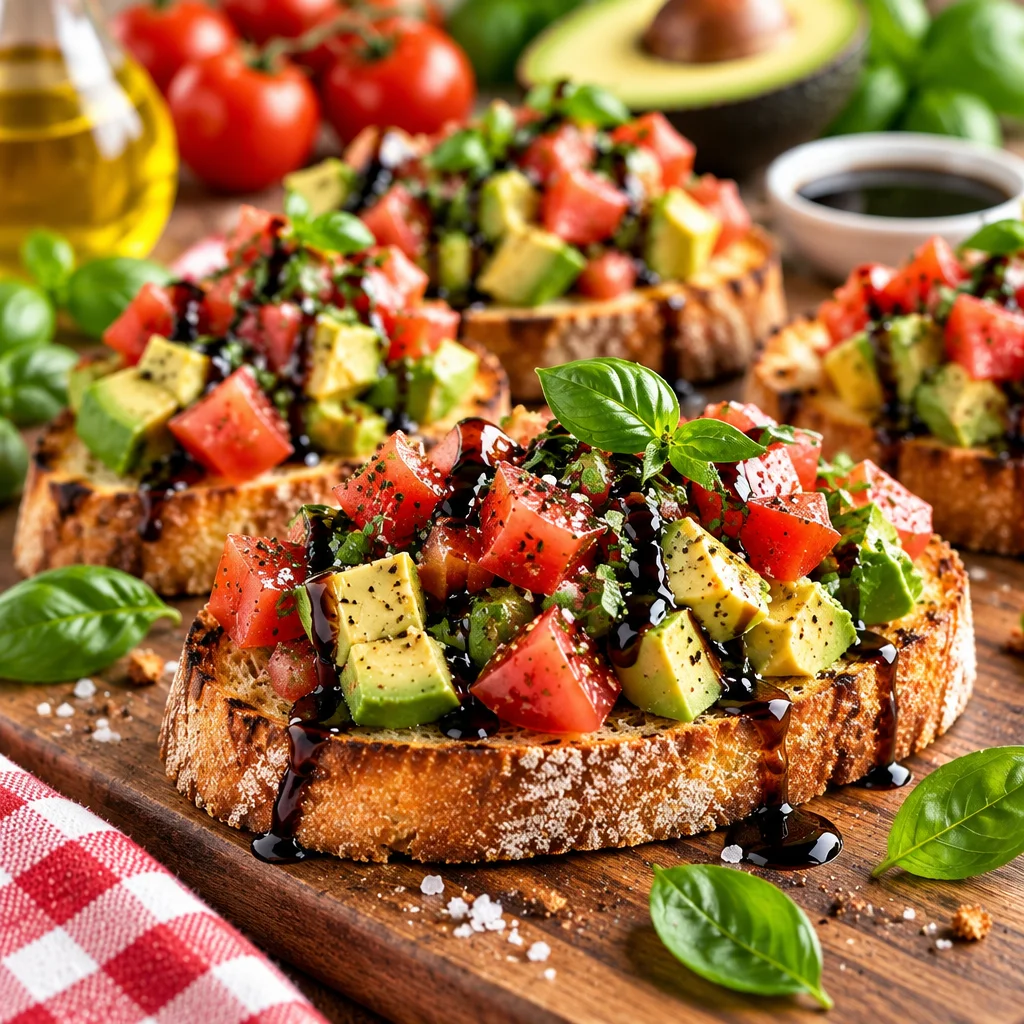 Avocado, Tomato, and Basil Bruschetta