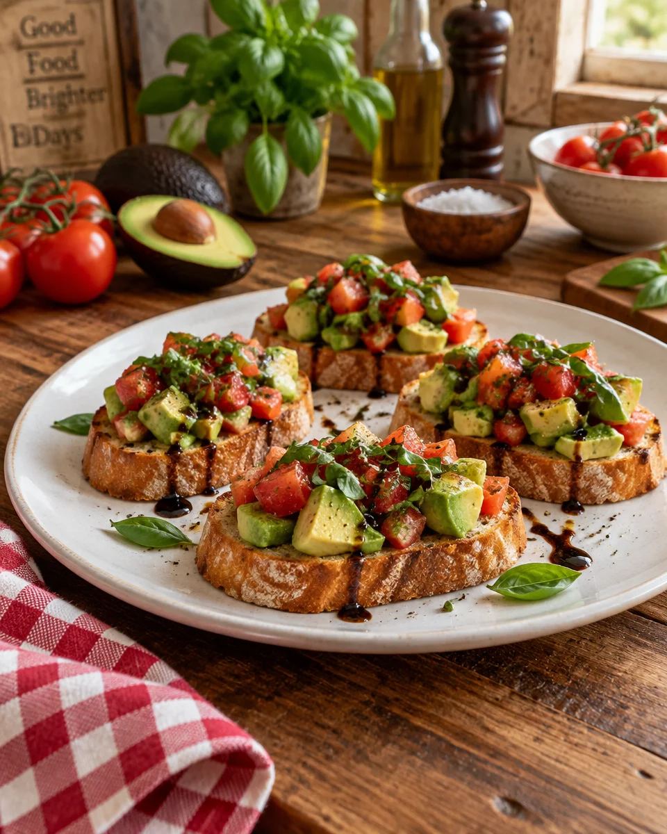 Avocado, Tomato, and Basil Bruschetta