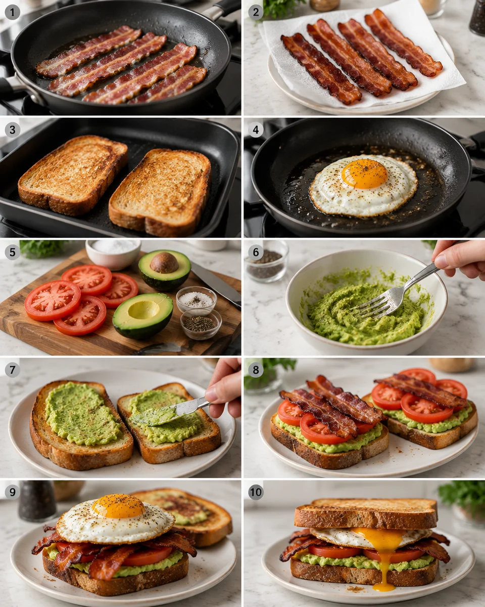 avocado toast with egg and bacon