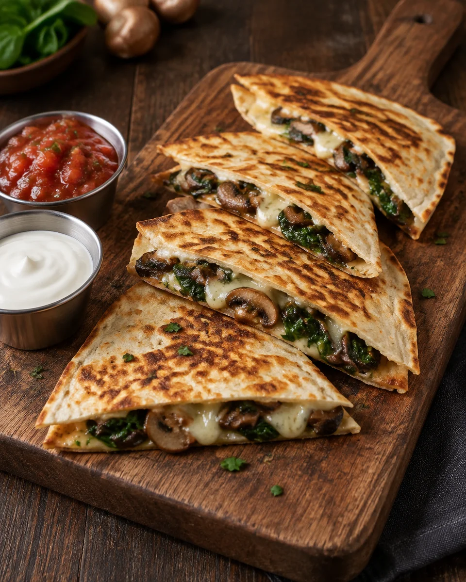 spinach mushroom quesadilla