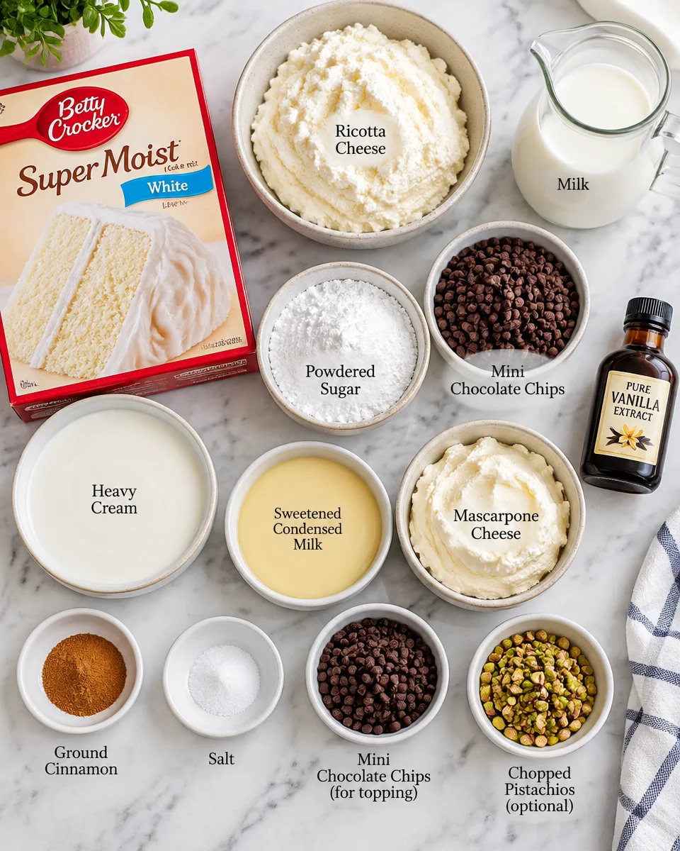 Cannoli Poke Cake