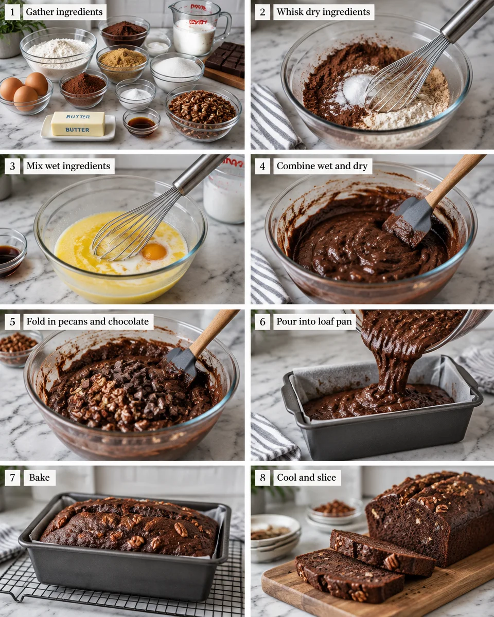 Chocolate Pecan Loaf Cake (Rich & Moist