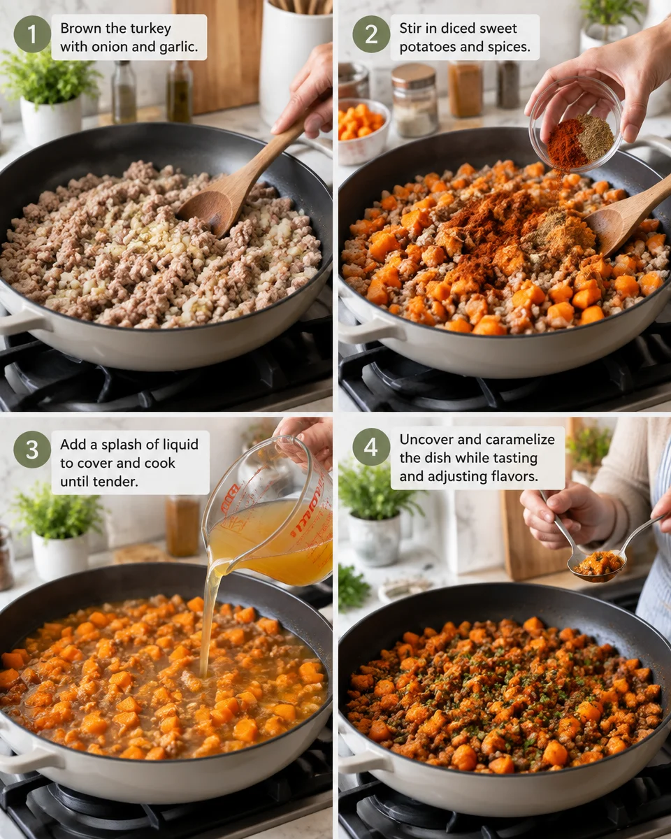 ground turkey sweet potato skillet