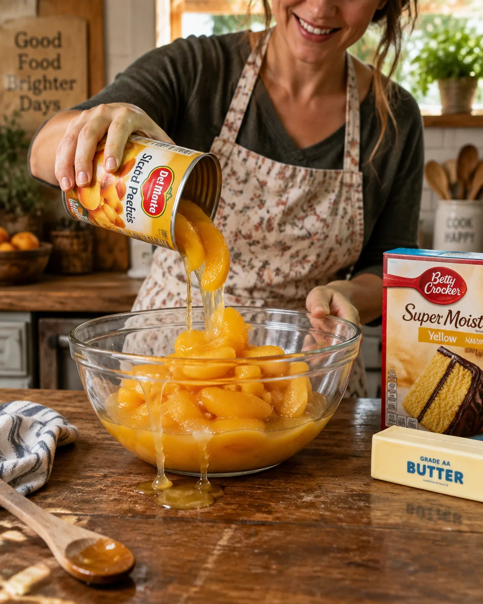 Easy 3-Ingredient Peach Cobbler Dump Cake Everyone Loves